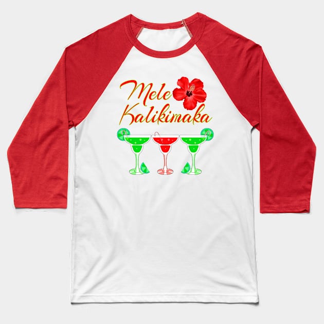 Mele Kalikimaka Hawaii Christmas Cocktail Party Baseball T-Shirt by macdonaldcreativestudios